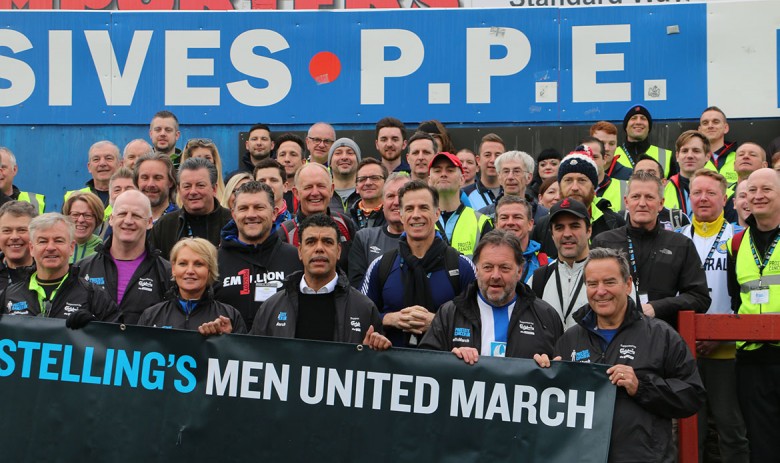 Jeff on the terrace at York City with his team of supporters