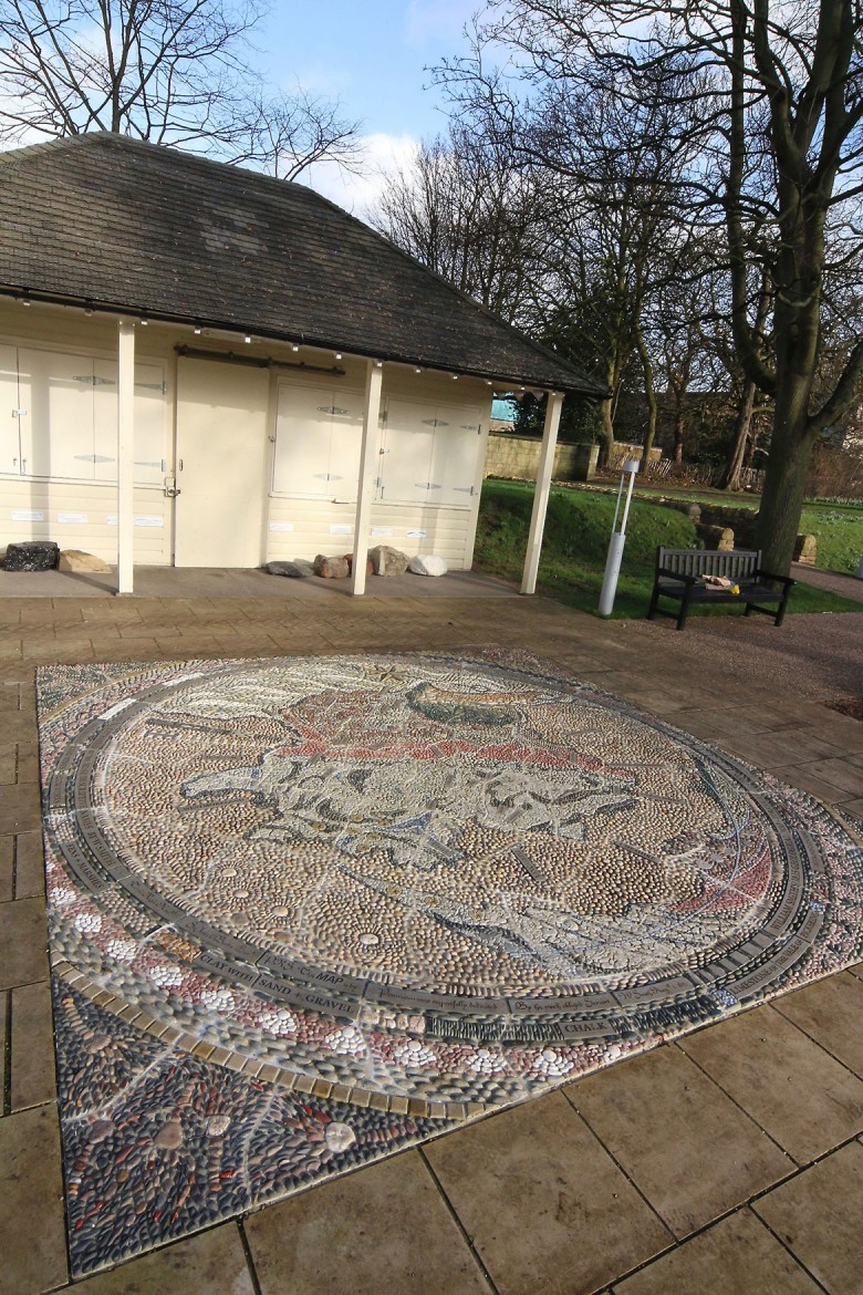 The geological map mosaic in front of the pavilion. Photograph: Richard McDougall