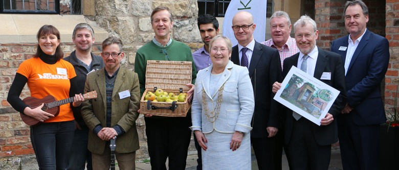 Some of the early York Hive adopters along with the Lord Mayor Sonja Crisp (centre) and Steve Brown, managing director of Make It York (right). Photograph: YorkMix