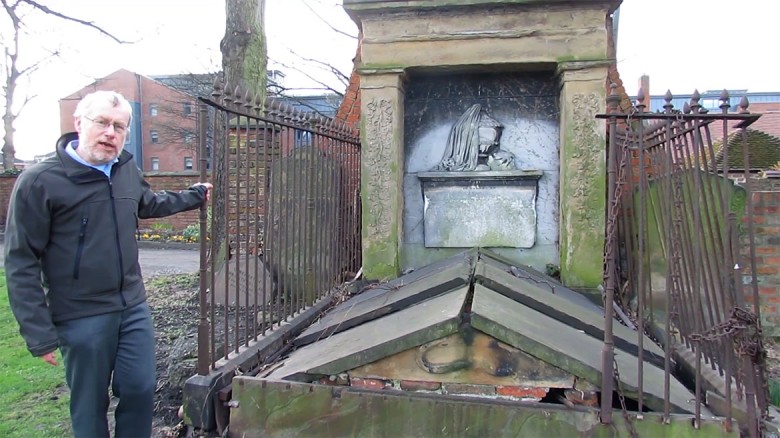 Dr David Fraser, chief executive of the York Civic Trust, with the Rigg Monument