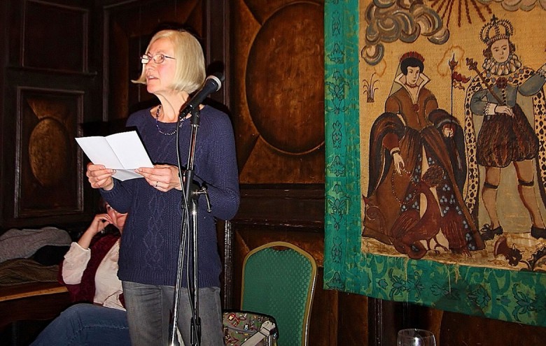 Caroline Price reads her winning poem at the awards ceremony
