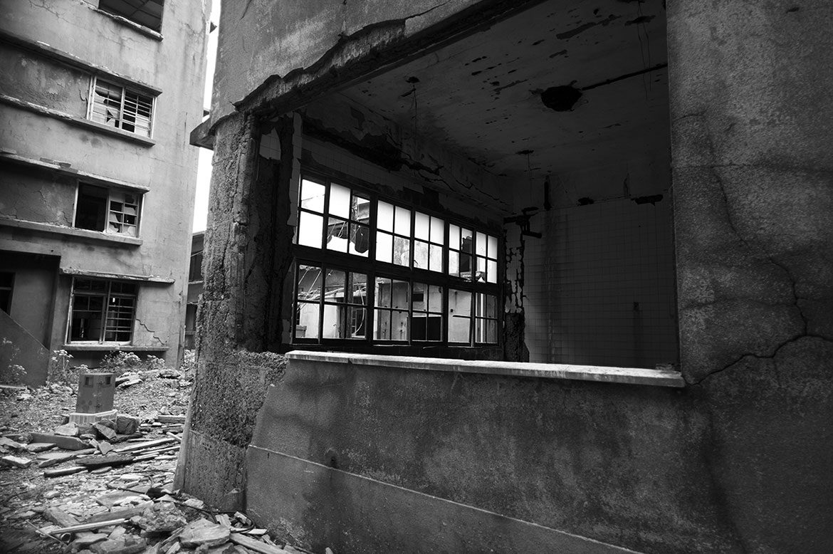 A view through one of the hospital windows
