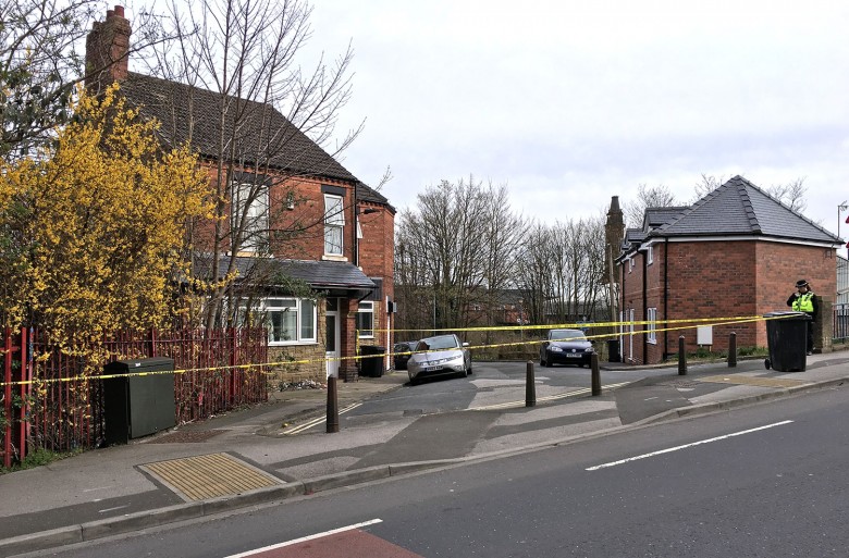 The house is taped off on Sunday