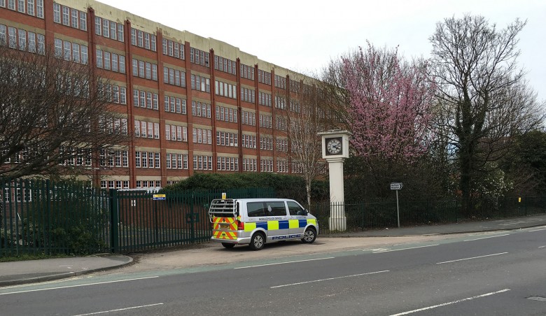A police van parked outside Nestle Rowntree on Haxby Road