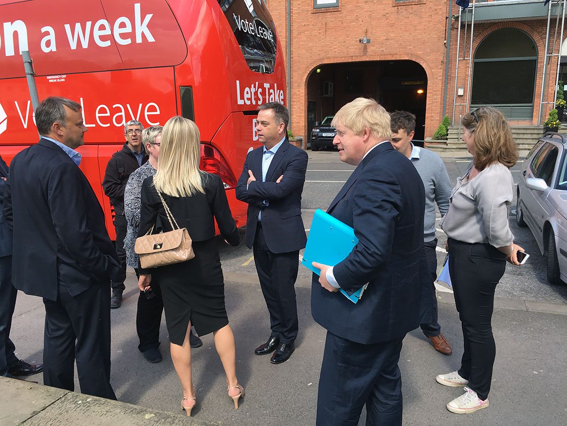 Boris arrives at the bus in York