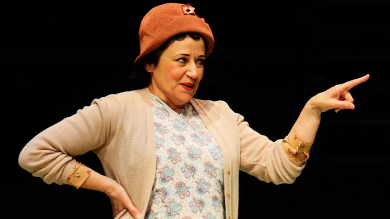 Helen Sheals as Mistress Quickly gets straight to the point. Photograph: Nobby Clark/Northern Broadsides