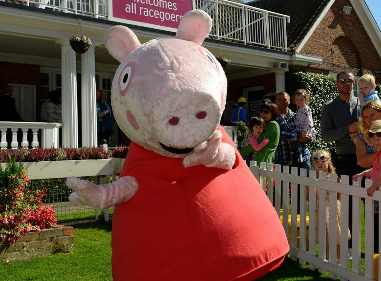 Peppa Pig likes jumping in muddy puddles and having a sly bet at York Races