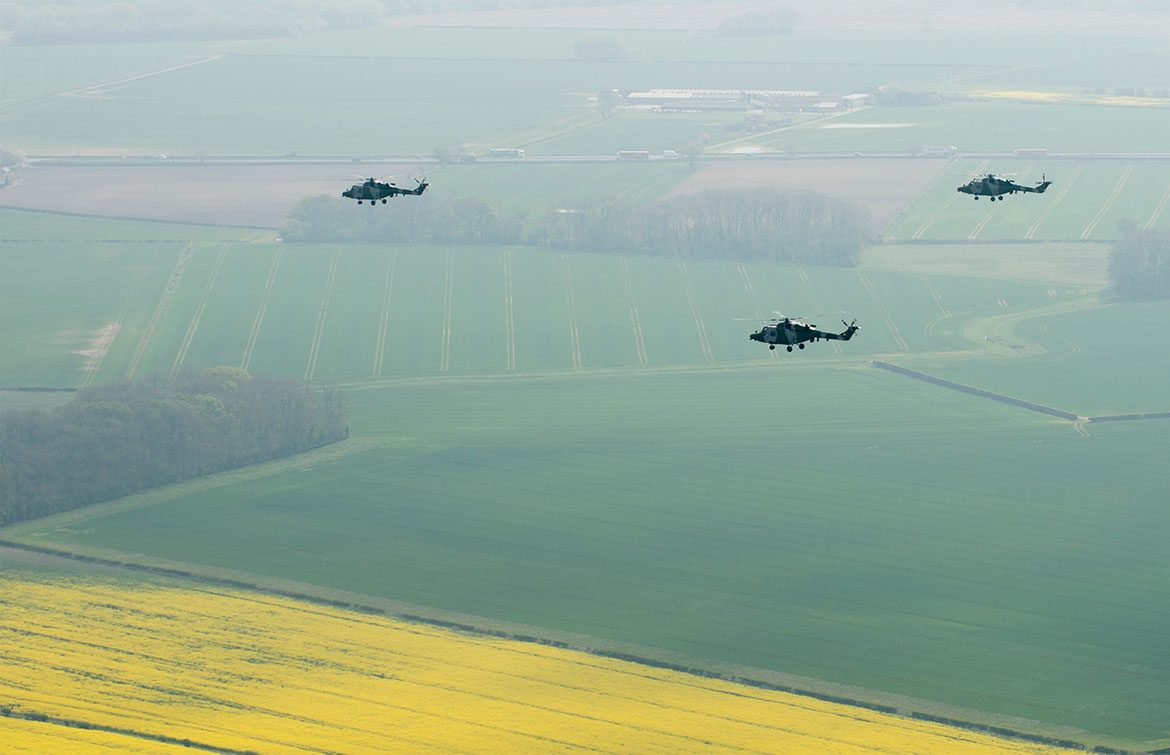 The formation flying over the Yorkshire countryside