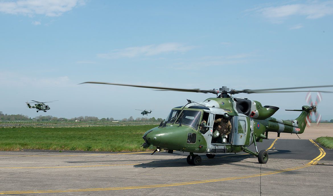 The helicopters taxiing to there final take off positions at Dishforth Airfield
