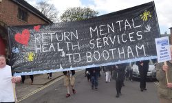 National union leader tells York protest meeting that mental health services are under attack
