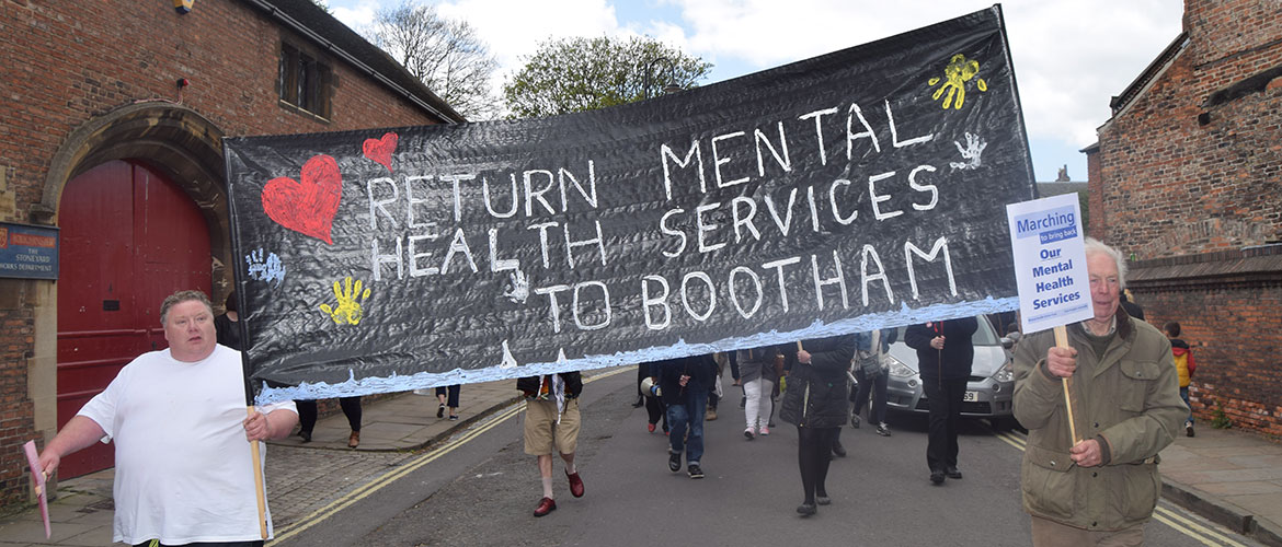 National union leader tells York protest meeting that mental health services are under attack