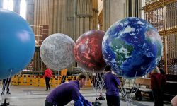 Video and pix: Giant floating planets go into orbit inside York Minster