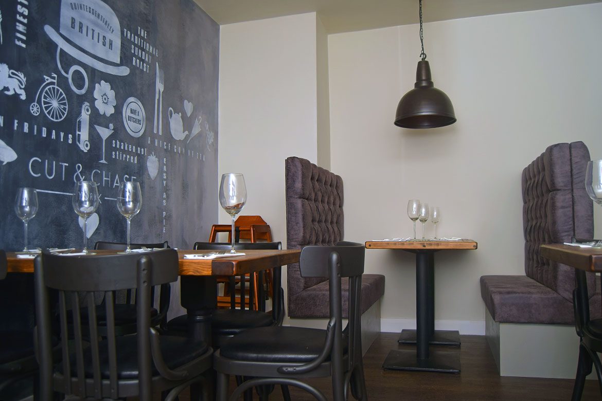 The restaurant has a modern look