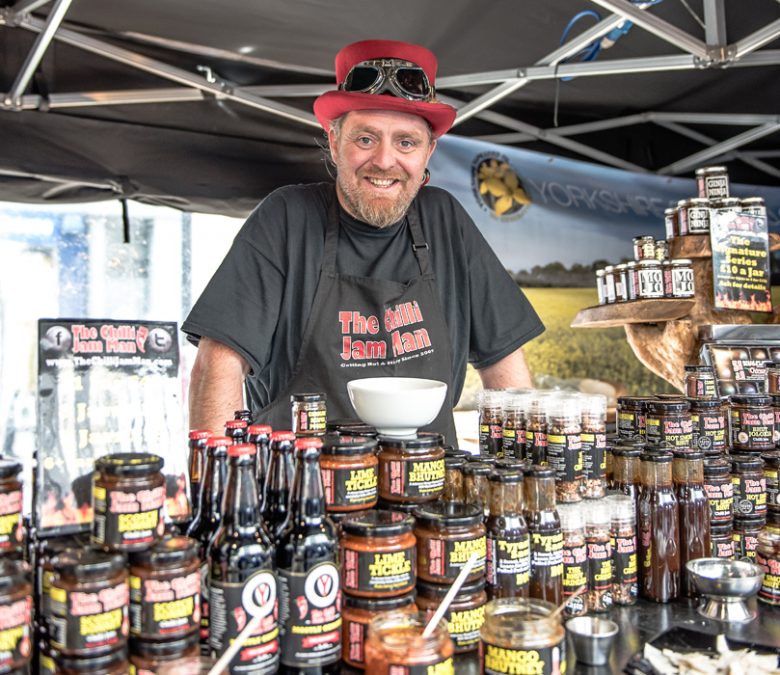 Festival favourite the Chilli Jam Man is just one of the foodies selling their goodies in Parliament Street. Photograph: JoanneB