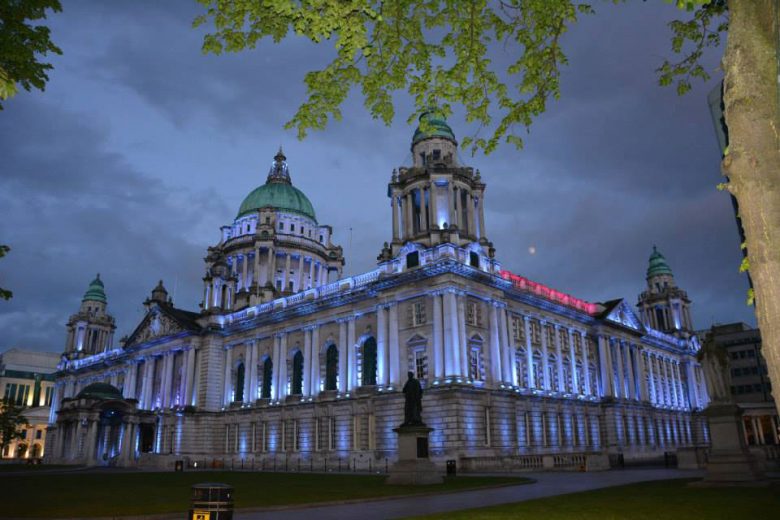 Belfast City Hall lit up on a previous ME Awareness ‘Light Up The Night’ campaign