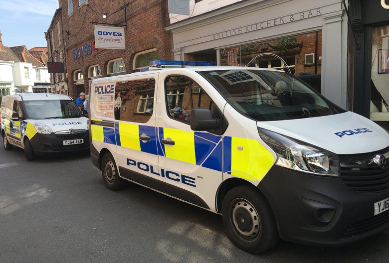 Police vehicles on Goodramgate on Tuesday