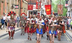 The Romans invade York again! More than 50 storm the city centre