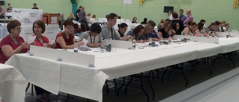 The first count, to find the number of ballots cast. Photograph: Jack Gevertz