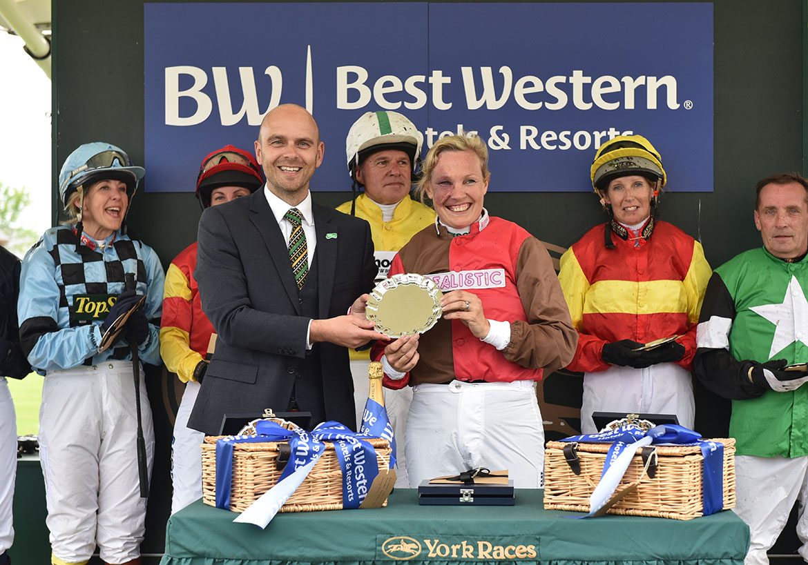Andrew Denton of Best Western Hotels makes the fromal presentation to Ruth Carr. Photograph: Jeremy Phillips