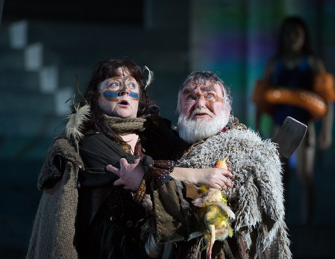 Mr and Mrs Noah from the flood scene. Photograph: Duncan Lomax