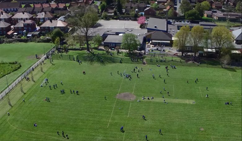 An aerial view of the school