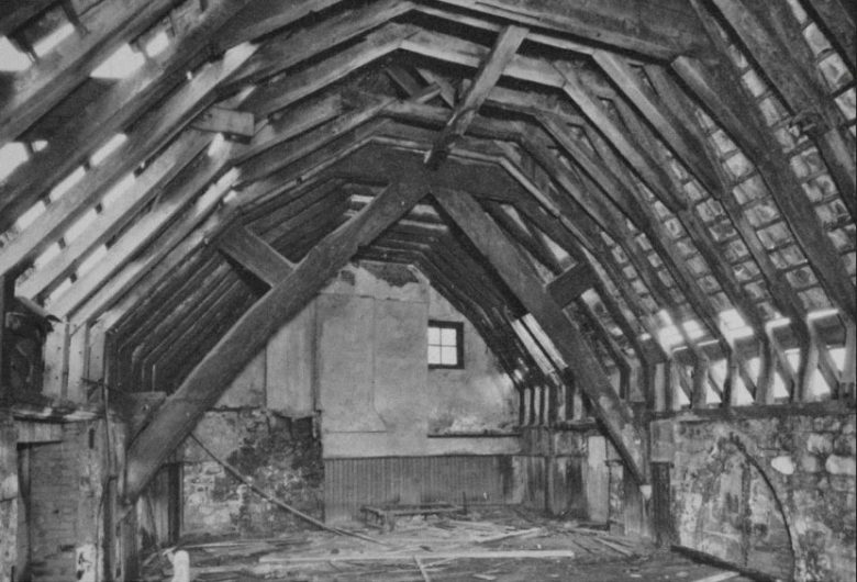 Bedern Hall interior before restoration. Photograph: RCHM
