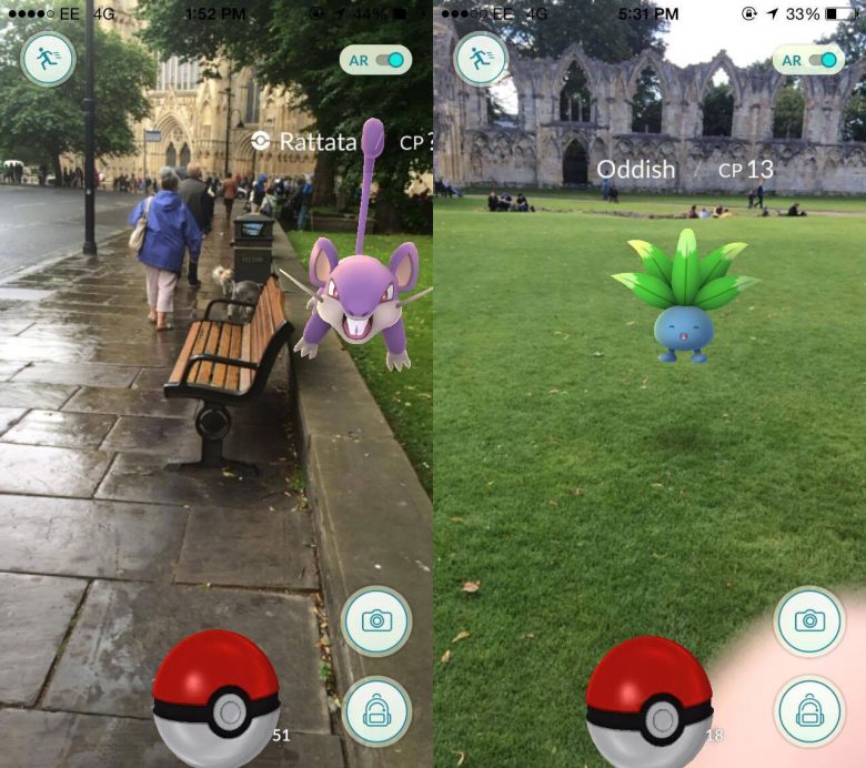 The Pokémon monsters seen ‘in’ York in these phone screenshots from the game
