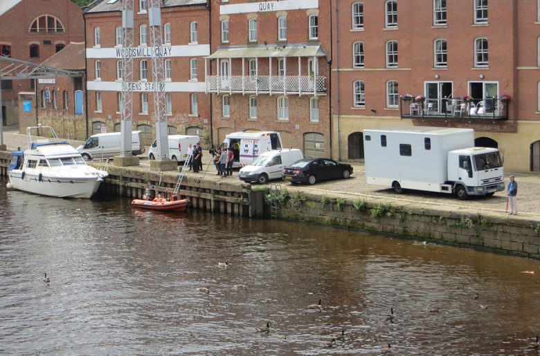 The rescue vehicles on Queen's Staith