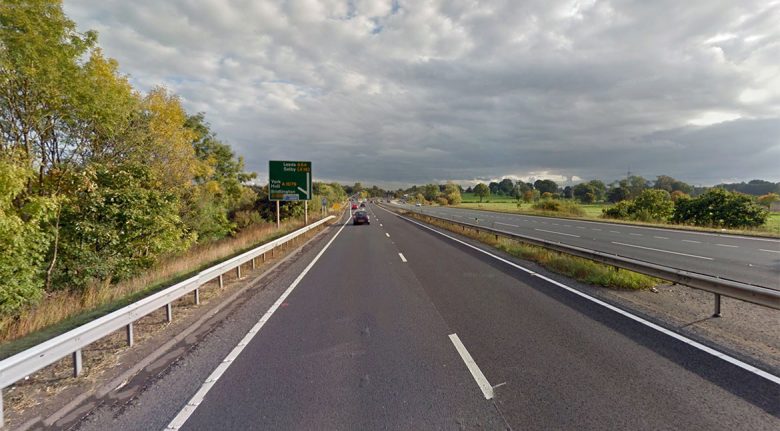 The A64 at its junction with the A1079. Photograph © Google Street View