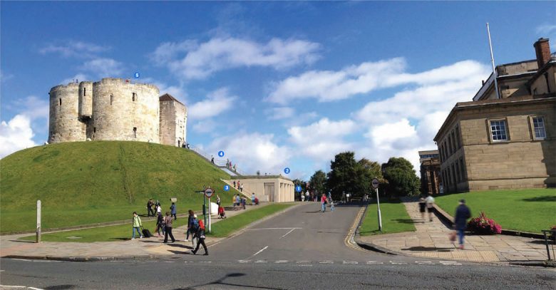 A side view of the tower