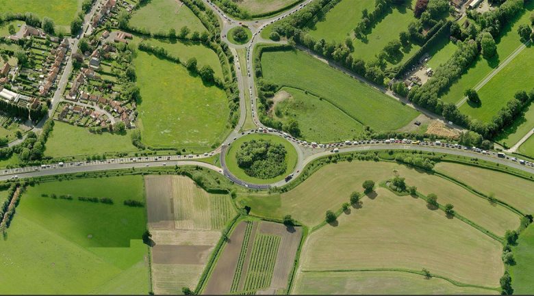 Hopgrove roundabout and the A64 from the air. Photograph © Bing Maps