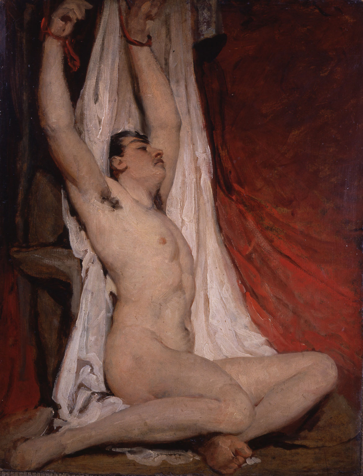 Male nude arms upstretched by William Etty 1828, York Art Gallery