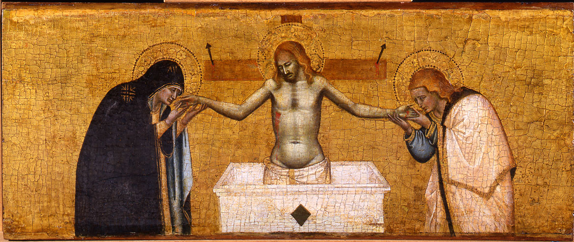 The Dead Christ with the Virgin and St. John, c.1340-1350, by the Master of the San Lucchese Altarpiece. York Art Gallery