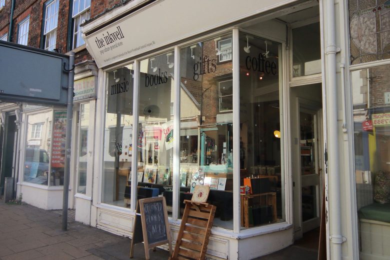 Paul's shop, The Inkwell on Gillygate, complete with A-board