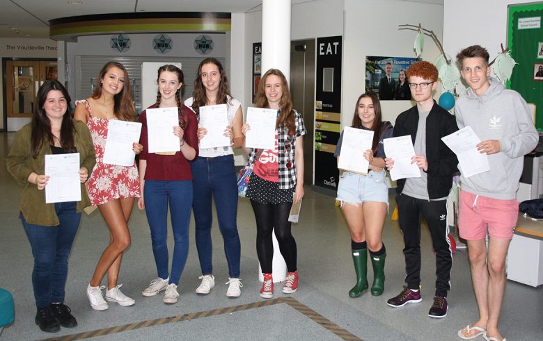 Some of the Joseph Rowntree students who  achieved multiple A*/A grades. From left to right, Maya Saint John (10), Lotte Horberry(8),  Isobel McLaughlin(11), Catriona Coe(11), Kathryn Barge(8), Emma Young(10), Ben Kilner(10), Owen Marshall (9)