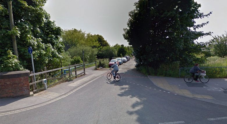 The entrance to the cycle path which links Crichton Avenue with Wigginton Road in York. Photograph © Google Street View