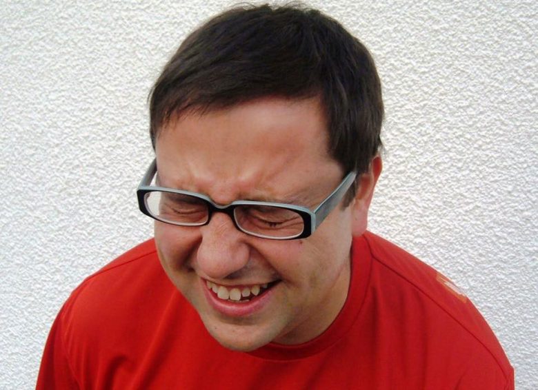 Cracking up… host Damion Larkin