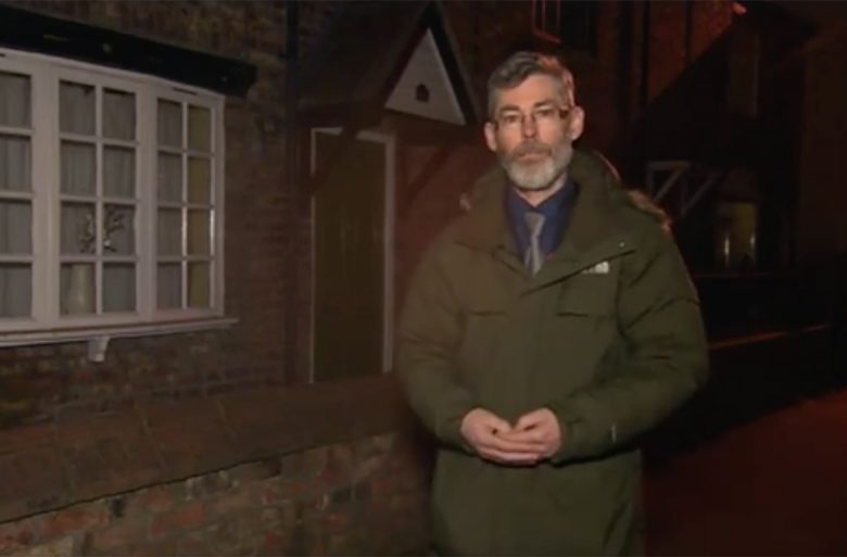 Danny Carpenter reporting in York. Photograph: BBC