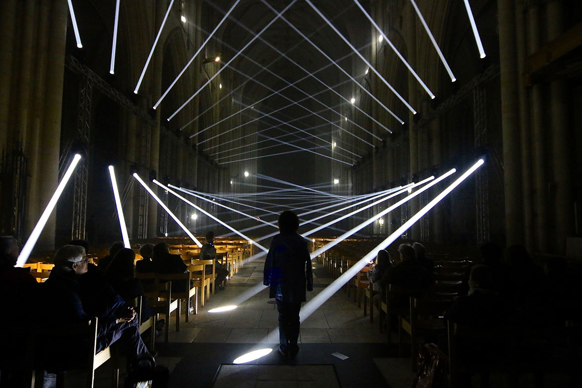 Minster marvel… the Jason Bruges Studio lights up the cavernous cathedral. Photographs: Richard McDougall