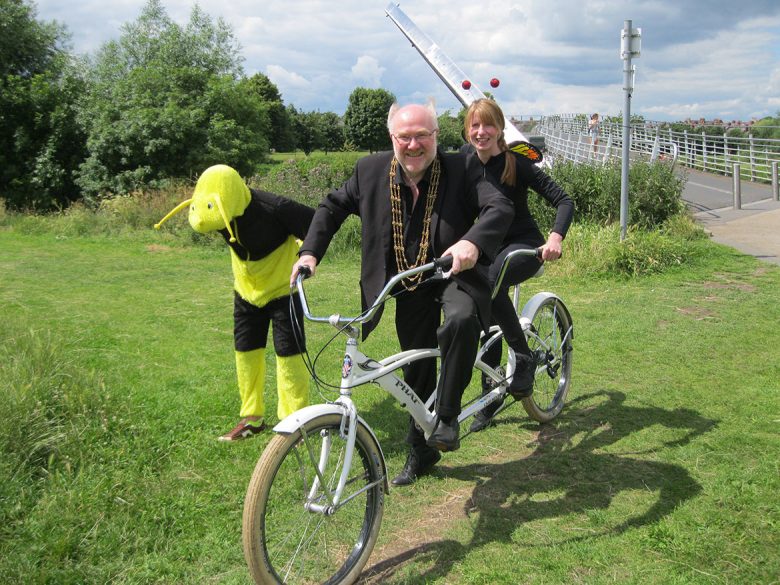 The Lord Mayor on a bike. Photograph: Buglife