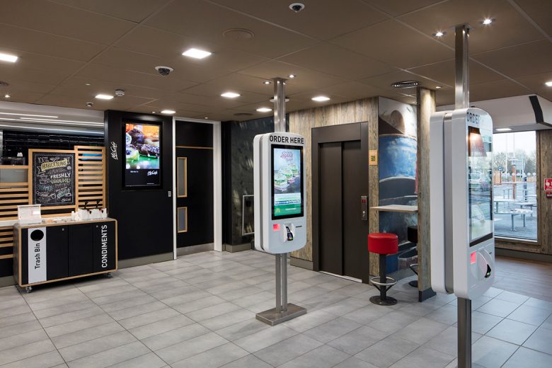 Two of the on-screen order points at the Poppleton McDonald's