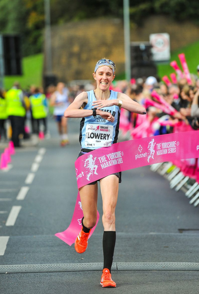 Winner of the women's marathon Sarah Lowery