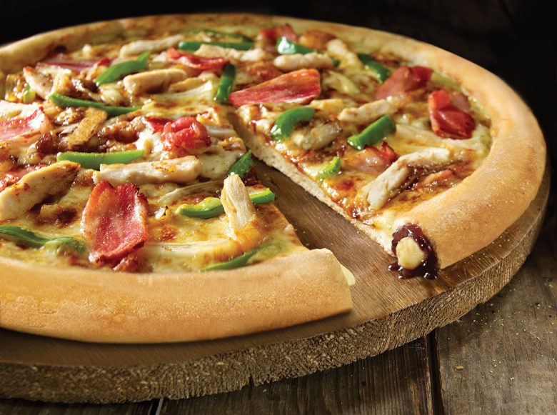 A barbecue stuffed crust pizza from Domino's. But who's had the tiny slice?