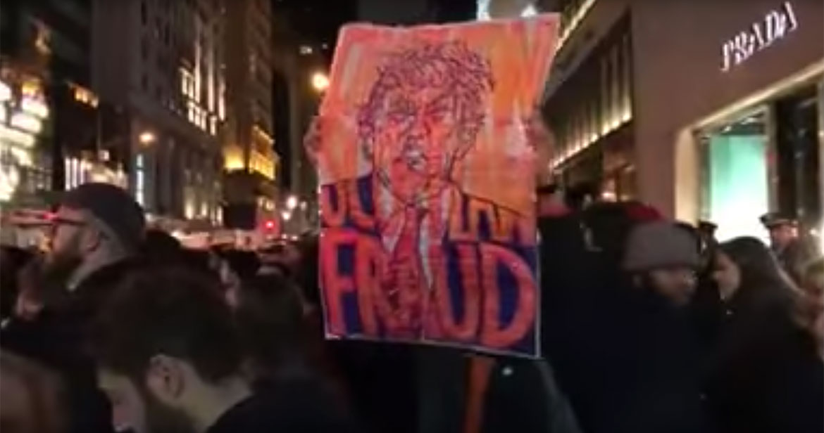 York man caught up in US Trump protests captures moment on video