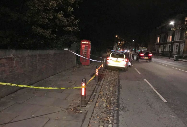 A view of the cordon looking towards the city centre