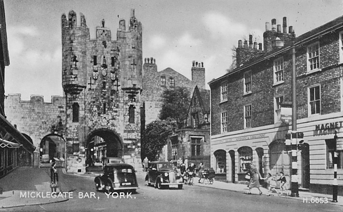An old postcard of Micklegate, York
