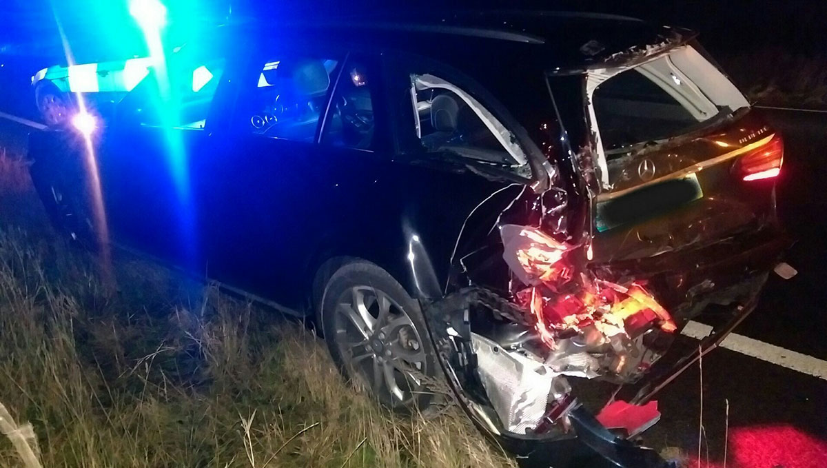 This is the result of a five-vehicle crash on the A64 – but amazingly no one was hurt