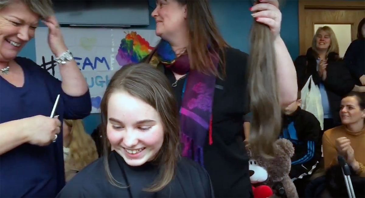 Katie’s cousin Amy kicks off fundraiser with dramatic new hair cut