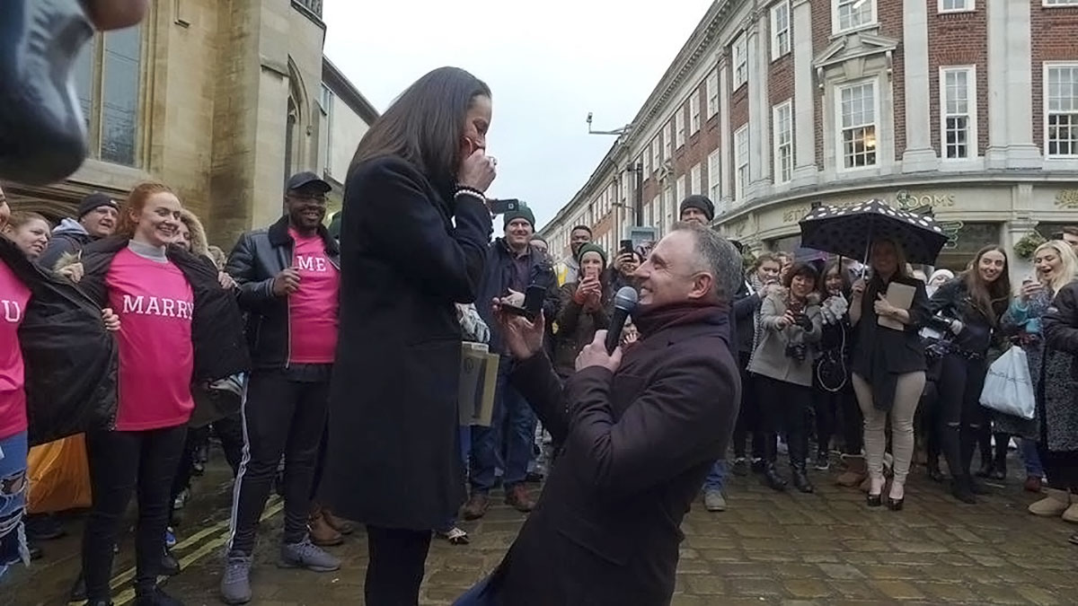 Video: Spectacular flashmob marriage proposal brings York to a teary-eyed standstill