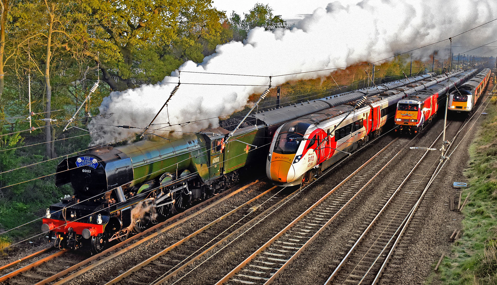 Video and 16 pix: The moment four trains made railway history near York